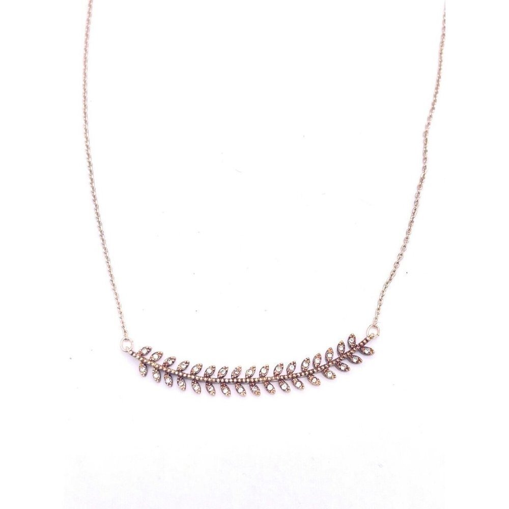 Liz Claiborne Embellished Olive Branch Chain Necklace 2 Tone Adjustable 16-18"